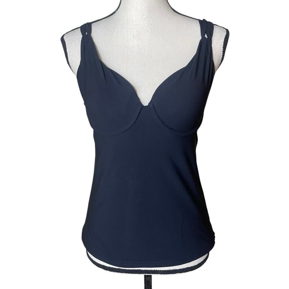 Lands’ End Women’s 6 Underwire Black Tankini Swimsuit Top Slimming Modest - Picture 1 of 11